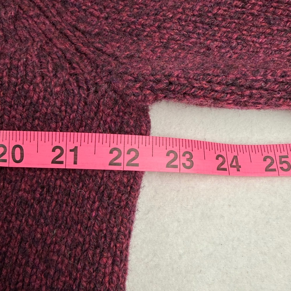 LL Bean Lambs Wool Knit Cardigan Sweater Zip Fair Isle Burgundy Size XL - Picture 8 of 9